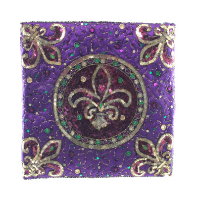 Mardi Gras Fleur De Lis Pillow 14" X 14" Purple