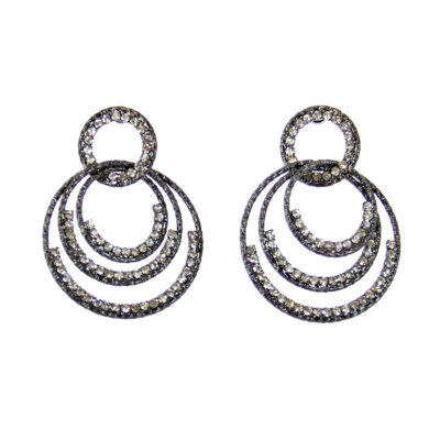 Rhinestone Gunmetal Earrings