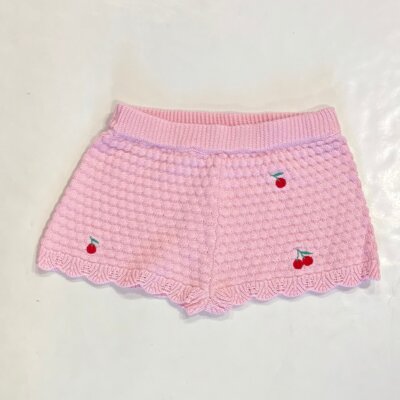 Pink Knit Cherry Shorts