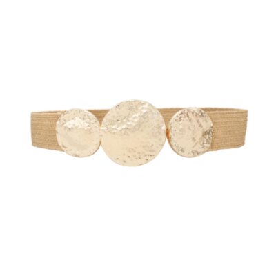 Triple Effect Disc Buckle Belt - Tan