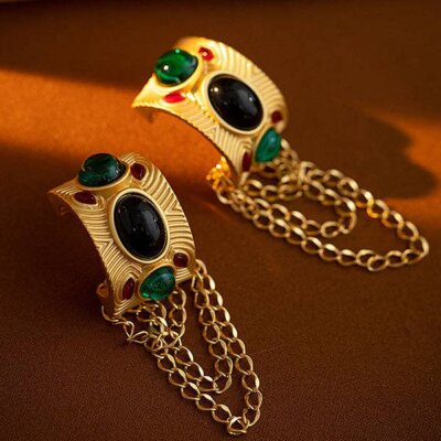 Gold Chains Tasseled Eardrop Earrings