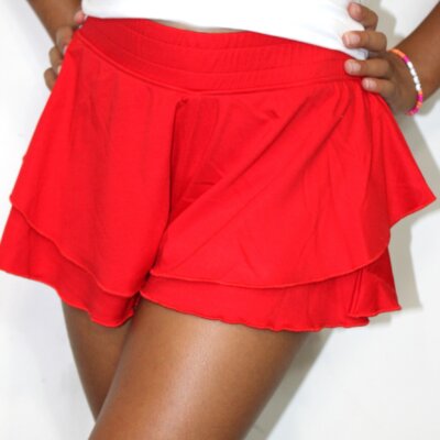 Red Ruffle Shorts