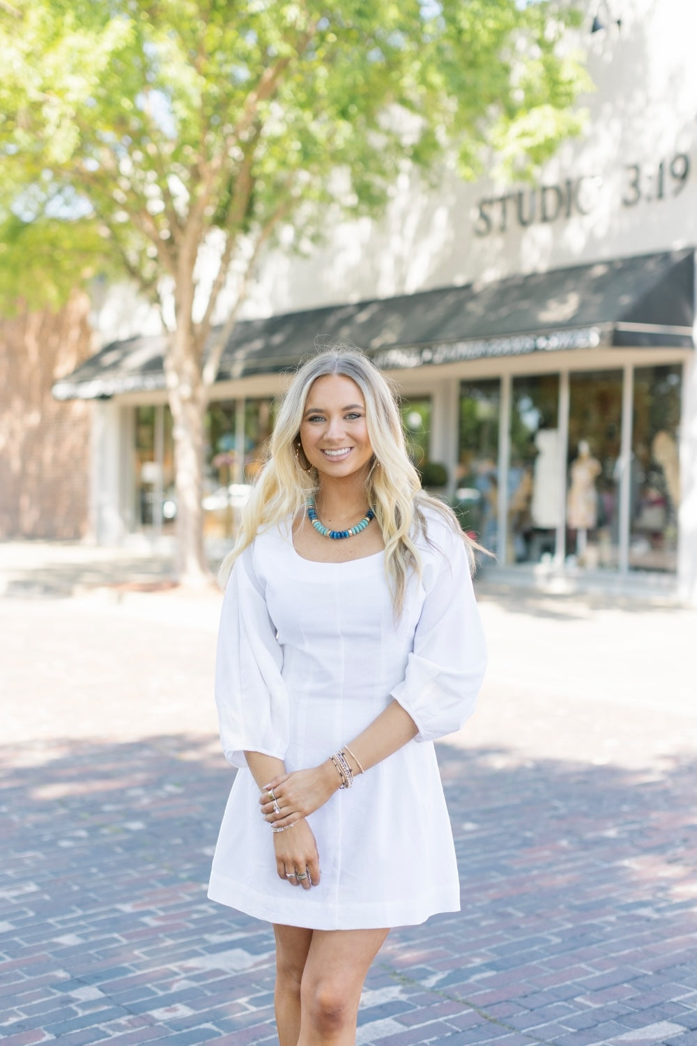 Linley White Linen Midi Dress - M