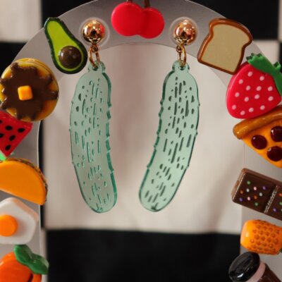 Painted Pickle Earrings