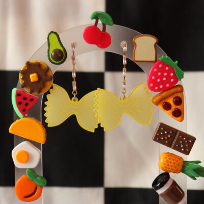 Dangling Pasta Noodle Earrings
