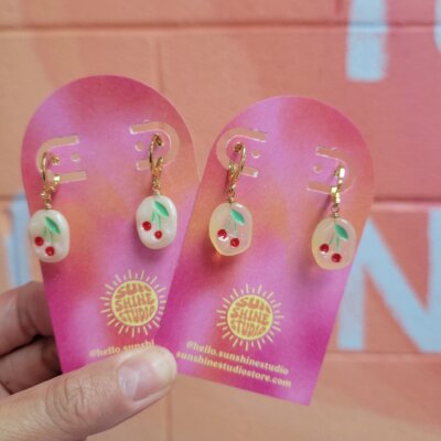 Cherry Charm Dangle Earrings