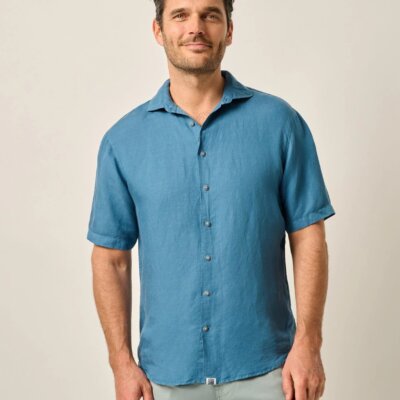 Gianni Linen Button Up Navy