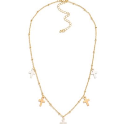 Two-Tone Cross Charm Necklace