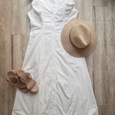Poplin Ruffle Midi Dress