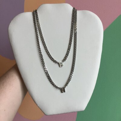 Silver Chain Titanium Initial Necklace