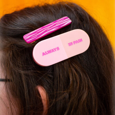 "Always in Pain" Pill Barrette