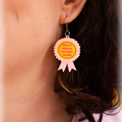 "Made it Through the Rainy Season" Medal Earrings