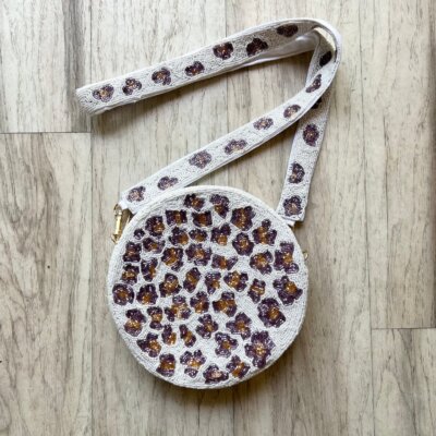 Round Leopard Beaded Crossbody