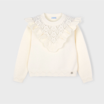 Cream Openwork Knit Sweater