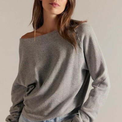 Free People Jess Longsleeve Tee- Grey