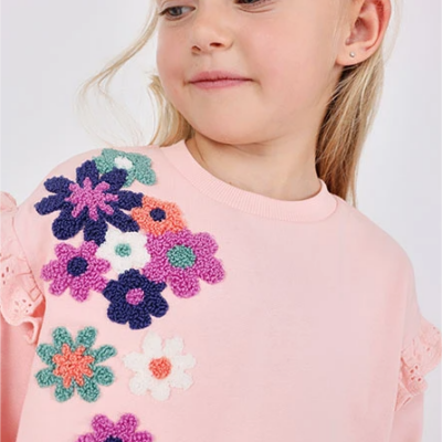 Pink Sweatshirt w/Flowers