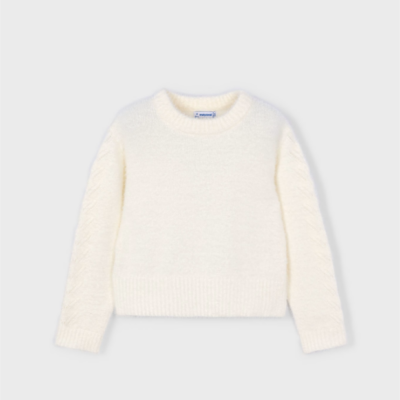 Ecru Faux Fur Knit Sweater