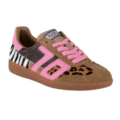 Back 70 Squid in Leopard Zebra Fuxia Sneakers