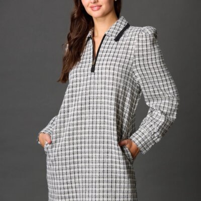 Boucle Quarter Zip Dress