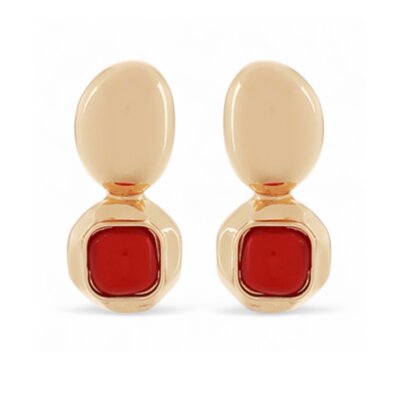 Red Vibes, Golden Energy Earrings