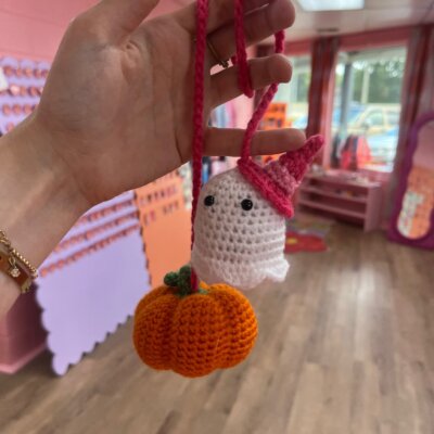 Spooky Crocheted Car Mirror Accessory