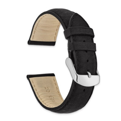 22MM Black Leather Watch Band