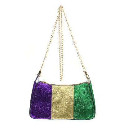 Purple, Green, and Gold Mardi Gras Purse with Strap