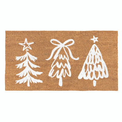 Coir Door Mat - White Trees