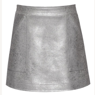 Sliver Shimmer Leather Skirt