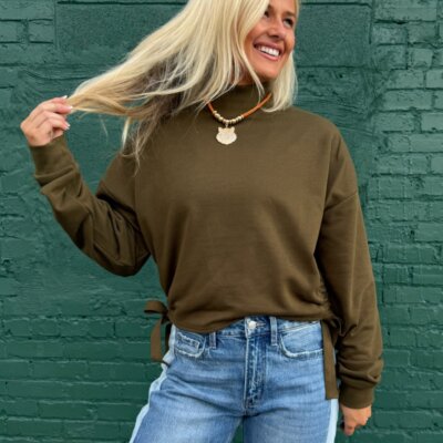 Knot To Brag Olive Top