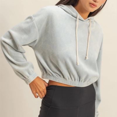 Velvet Cropped Hoodie (50% OFF at Checkout)