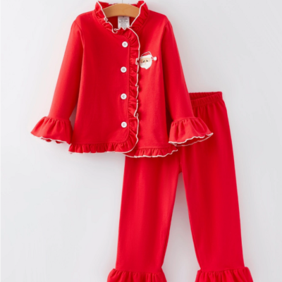 Christmas Embroidered Girls Pajama's