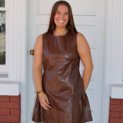 Flounced Hem Sleeveless Dress in Chocolate