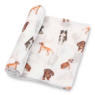 Dog Print Baby Muslin Swaddle Blanket