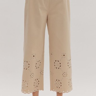 Eyelet Cut Out Straight Leg Pants