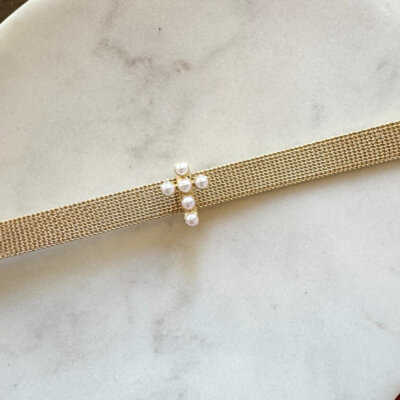 Charm Bar: Pearl Cross Slide Charm