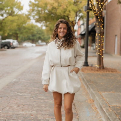 Veronica Cream Bubble Hem Skirt