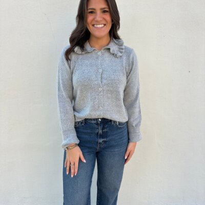Ruffle Collar Cardigan Sweater