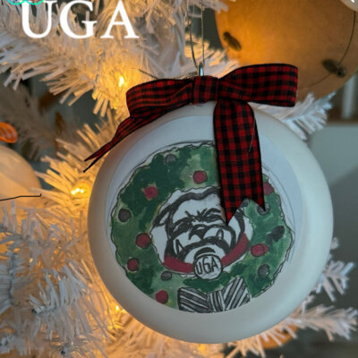 Collegiate Christmas ornament 4 x 4 UGA