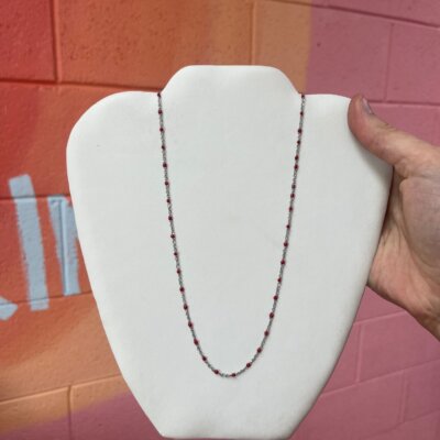 Silver and Red Chain Necklace