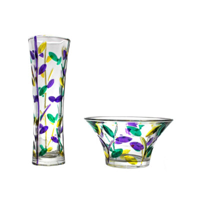 Mardi Gras Flowervine Tree of Life Vase & Dish