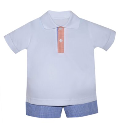 Blue Gingham Polo Set