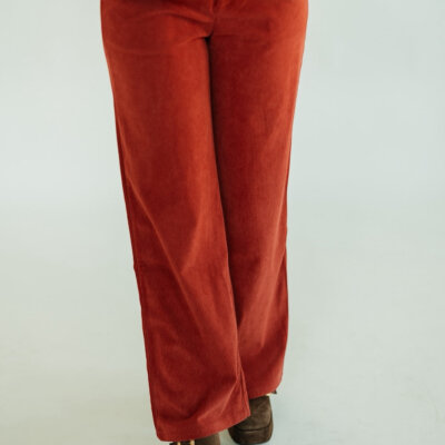 Rust Corduroy Wide Leg Pant (XS-XL)