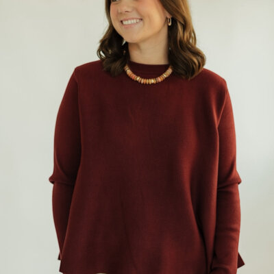 Maroon Flared Knit Sweater (S-XL)