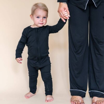 Allie Black Bamboo Footie