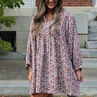 Relaxed Mini Dress - Rouge Floral