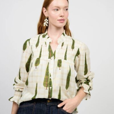 Ivy Jane Metallic Plaid Tree Top