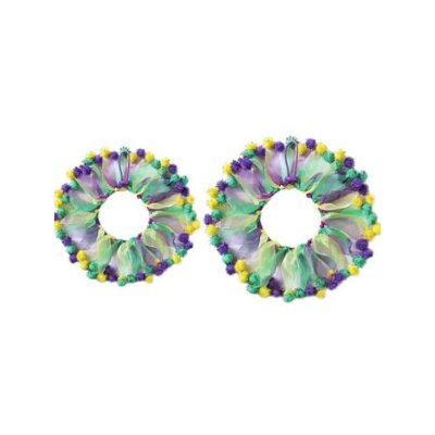 Mardi Gras Pom Pom Collar, Scrunchie, Dog Collar etc