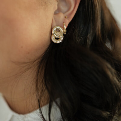 Textured Double Ring Earrings