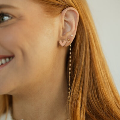 Pink Heart Studs